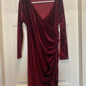Elegant Burgundy Velvet Dress